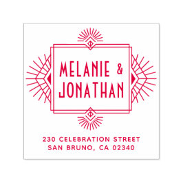 Carimbo Auto Entintado Art Deco Casamento Frame Return Endereço