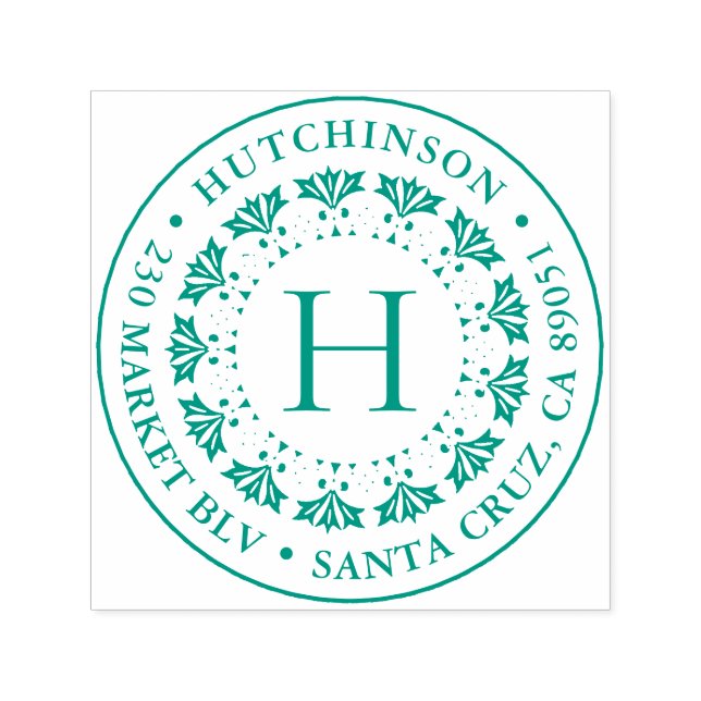 Carimbo Auto Entintado Art Deco Monogramo Nome da família redondo Nome do (Design)