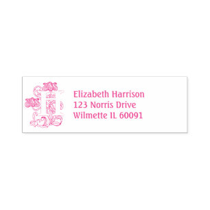 Carimbo Auto Entintado Art Nouveau Floral Inicial H