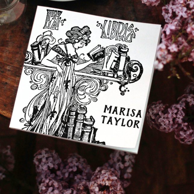 Carimbo Auto Entintado Art Nouveau Leitura nas prateleiras (Criador carregado)