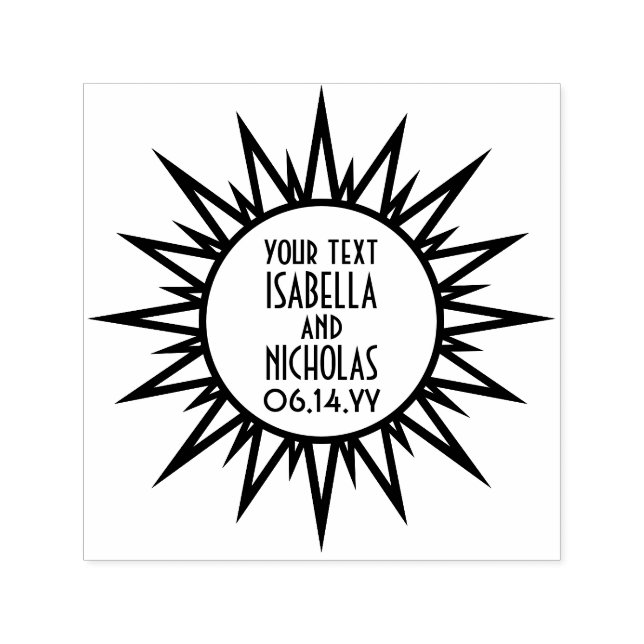 Carimbo Auto Entintado Arte Deco Antiga Elegância Chic Irradiante Casamen (Design)