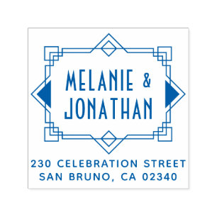 Carimbo Auto Entintado Arte Deco Endereço de Retorno de Fronteira de Casa