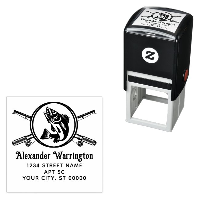 Carimbo Auto Entintado Artes De Pesca Cruzadas, Nome De Peixe Endereço De (In Situ)