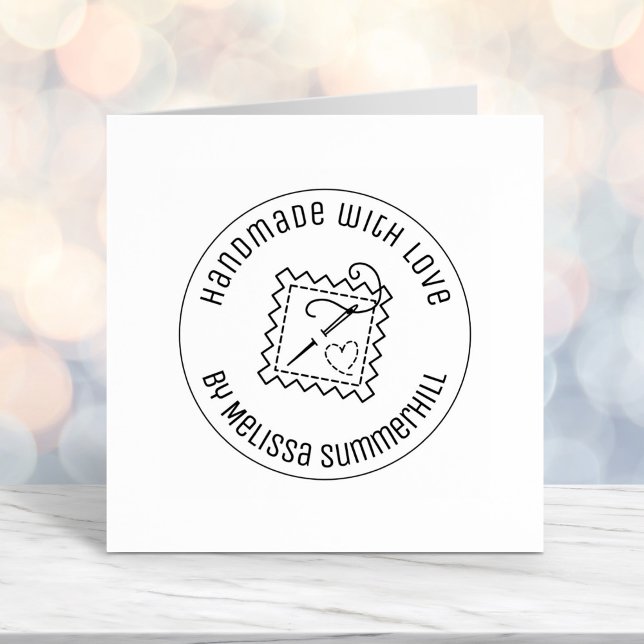 Carimbo Auto Entintado Artesanato de costura feito à mão com amor (Criador carregado)