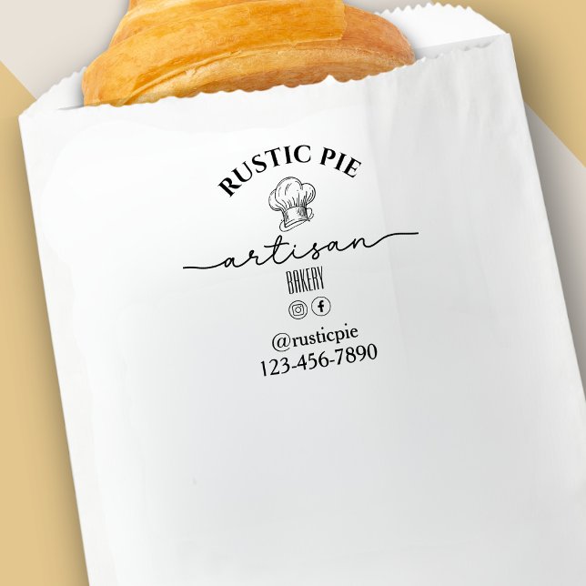 Carimbo Auto Entintado Artisan Chef Hat Business Name Bakery (Criador carregado)