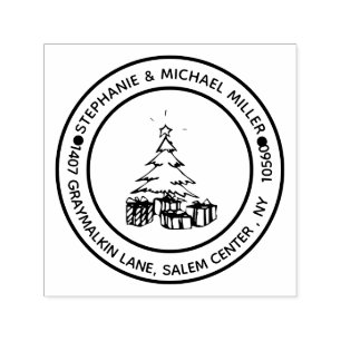 Carimbo Auto Entintado Árvore natalícia do endereço de devolução