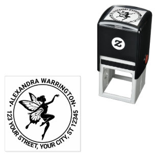 Carimbo Auto Entintado Asas de Borboleta Fada Dançante Nome End Ret #2