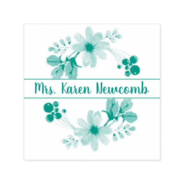 Carimbo Auto Entintado Assinatura Floral (Design)