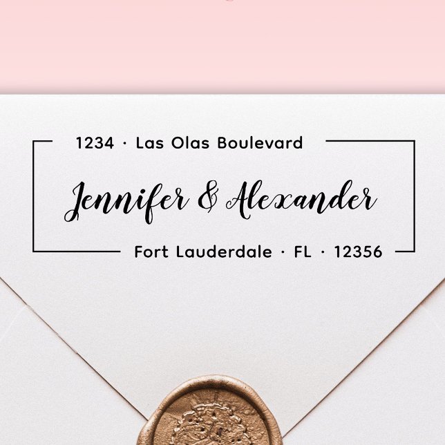 Carimbo Auto Entintado Autoendereço de Devolução de Casamento Moderno de  (Criador carregado)