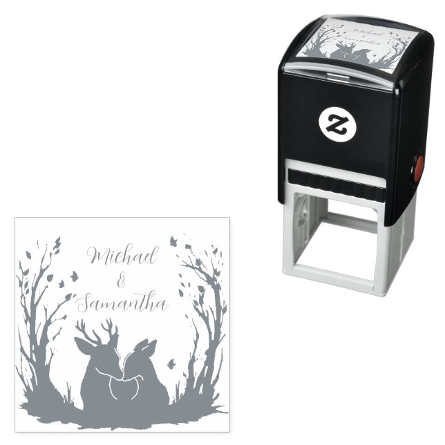 Carimbo Auto Entintado Autumn Rustic Deer Wedding (In Situ)