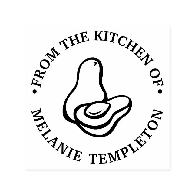 Carimbo Auto Entintado Avocado #2 "Da cozinha de" Nome Monograma (Design)