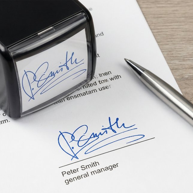 Carimbo Auto Entintado Azul de assinatura personalizado (Criador carregado)