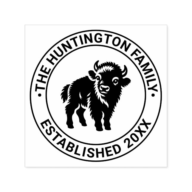 Carimbo Auto Entintado Baby Bison Permanente Family Name Data Estd (Design)