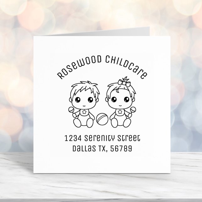 Carimbo Auto Entintado Baby Boy Girl care Daycare Address 3 (Criador carregado)