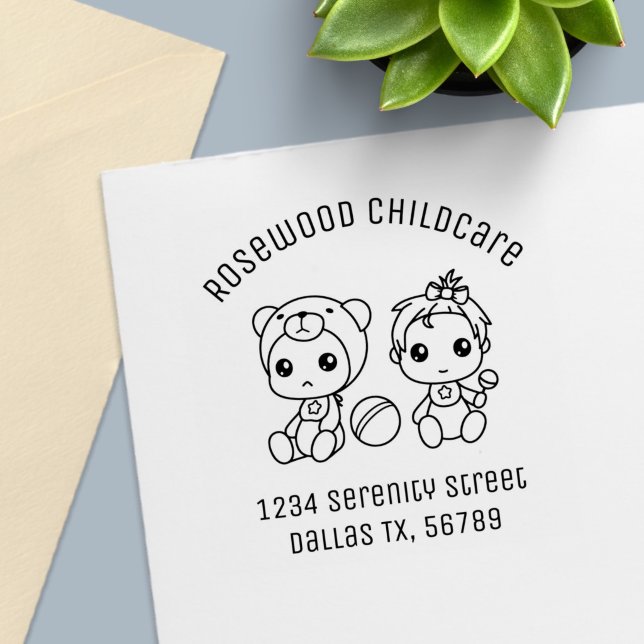 Carimbo Auto Entintado Baby Girl Bear Chilcare Endereço 2 (Criador carregado)