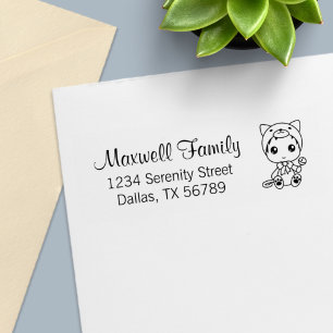 Carimbo Auto Entintado Baby White Cat Figurume Endereço