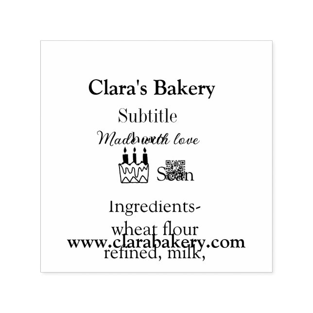 Carimbo Auto Entintado Bagaço de padaria adiciona ingredientes feitos com (Design)