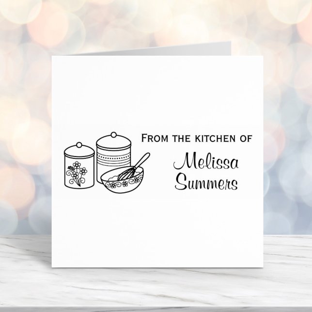 Carimbo Auto Entintado Baking - Mistura de Bowl, Whisker, Canisters Kitch (Criador carregado)