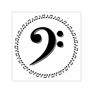 Carimbo Auto Entintado Bass Clef Music Note Design