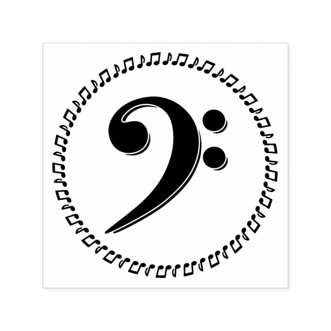 Carimbo Auto Entintado Bass Clef Music Note Design (Design)