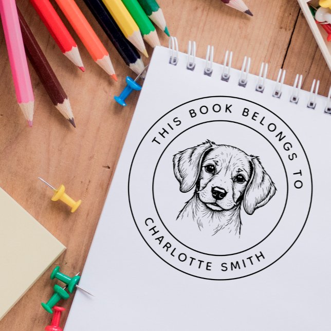 Carimbo Auto Entintado Beagle Personalizado Este Livro Pertence Ao Nome D (Criador carregado)