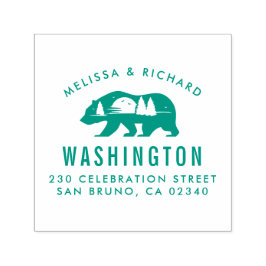 Carimbo Auto Entintado Bear Mountain Silhouette Rustic Name Endereços de 