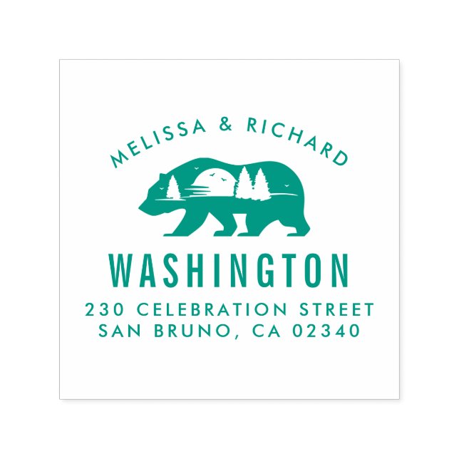 Carimbo Auto Entintado Bear Mountain Silhouette Rustic Name Endereços de  (Design)