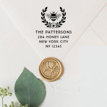 Bee Laurel Wreath Personalizado Nome Endereço de R