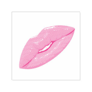 Carimbo Auto Entintado Beijo Rosa Elegante