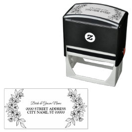 Carimbo Auto Entintado Bela Frame Floral Frame Elegante Endereço