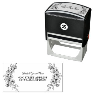 Carimbo Auto Entintado Bela Frame Floral Frame Elegante Endereço