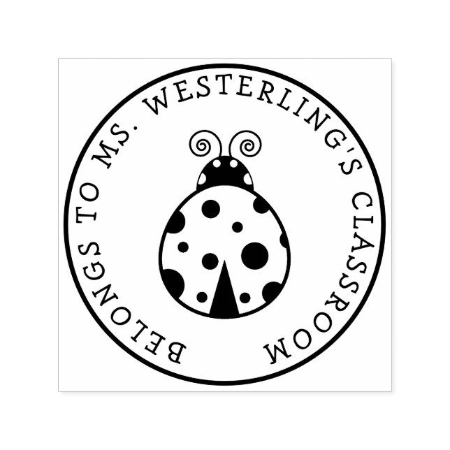 Carimbo Auto Entintado Bela Senhora Bug Propriedade do Professor (Design)