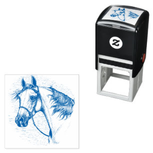 CARIMBO AUTO ENTINTADO BELO CAVALO ARÁBICO, RETRATO DE CABEÇA EQUINA