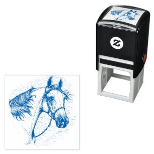 CARIMBO AUTO ENTINTADO BELO CAVALO ARÁBICO, RETRATO DE CABEÇA EQUINA