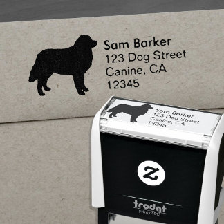 Carimbo Auto Entintado Bernese Mountain Dog Silhouette Endereço de Devolu