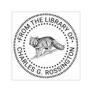 Carimbo Auto Entintado Biblioteca da Raposa Arbustiva Rústica Nome do Liv