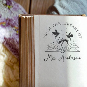 Carimbo Auto Entintado Biblioteca de Dragões Bonitos Floral Torne sua Pro