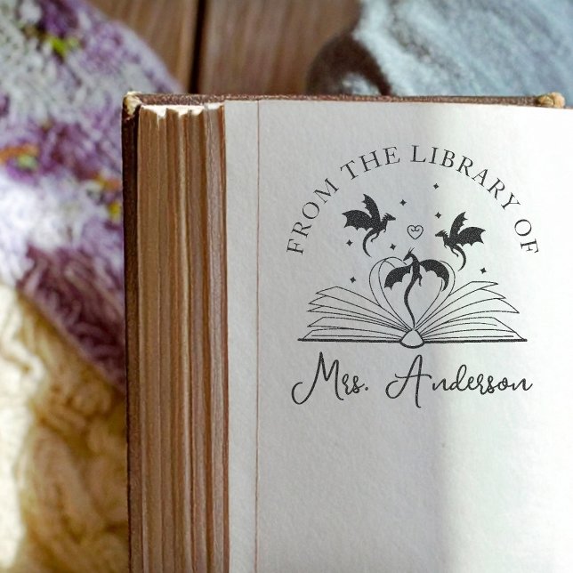 Carimbo Auto Entintado Biblioteca de Dragões Bonitos Floral Torne sua Pro (Criador carregado)