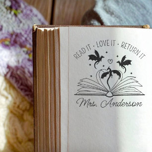 Carimbo Auto Entintado Biblioteca de Dragões Bonitos Floral Torne sua Pro