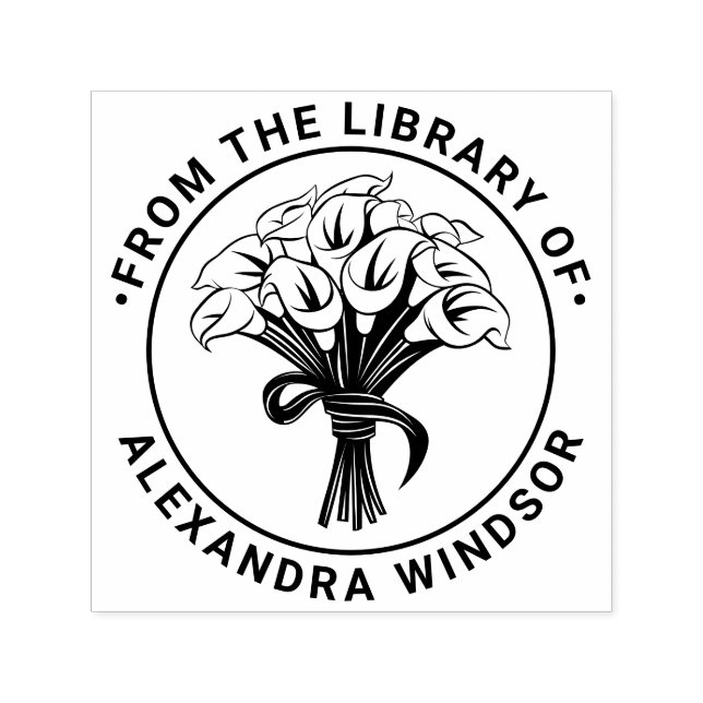 Carimbo Auto Entintado Biblioteca de Fita do Arco do Buquê Calla Lily (Design)