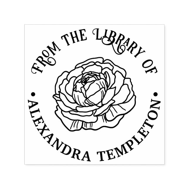 Carimbo Auto Entintado Biblioteca de Flores de Ranunculus Bonito Nome do  (Design)