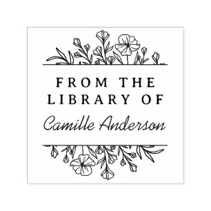 Carimbo Auto Entintado Biblioteca de Script Floral Botânica da Vintage Bo