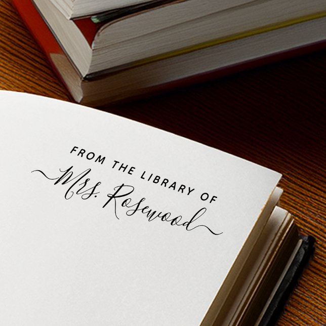 Carimbo Auto Entintado Biblioteca Do Nome Do Script Manuscrito (Library Of Handwritten Script Name Self-inking Stamp)