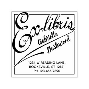 Carimbo Auto Entintado Biblioteca ex de Libris da tipografia corajosa do