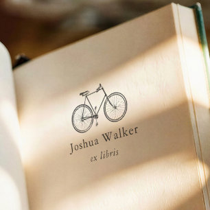Carimbo Auto Entintado Bicicleta Antiga Tipografia Moderna Ex Libris Livr