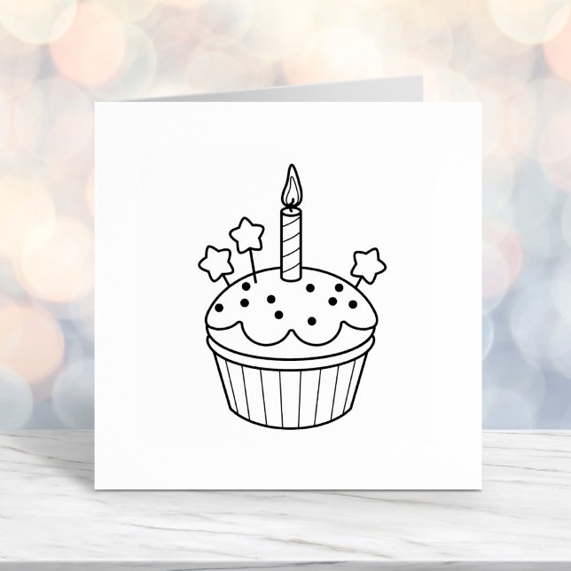Carimbo Auto Entintado Birthday Candle Cupcake Color Me (Criador carregado)