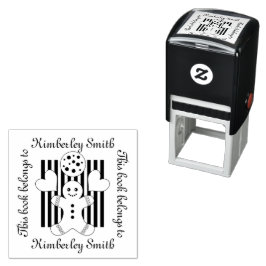 Carimbo Auto Entintado Biscoito Bonito Homem de Pão de Mel Este Livro Per