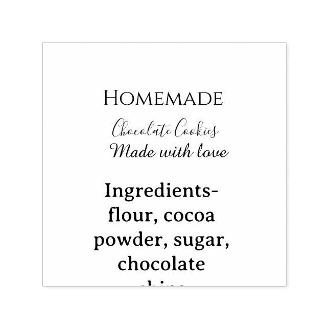 Carimbo Auto Entintado Biscoitos de chocolate caseiros feitos com amor ad (Design)