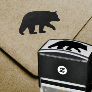 Carimbo Auto Entintado Black Bear Silhouette Wildlife Animal Selvagem