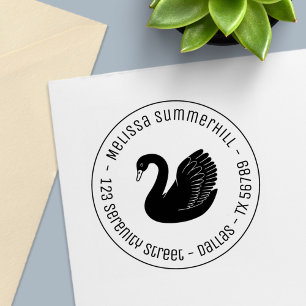 Carimbo Auto Entintado Black Swan levanta o endereço redondo